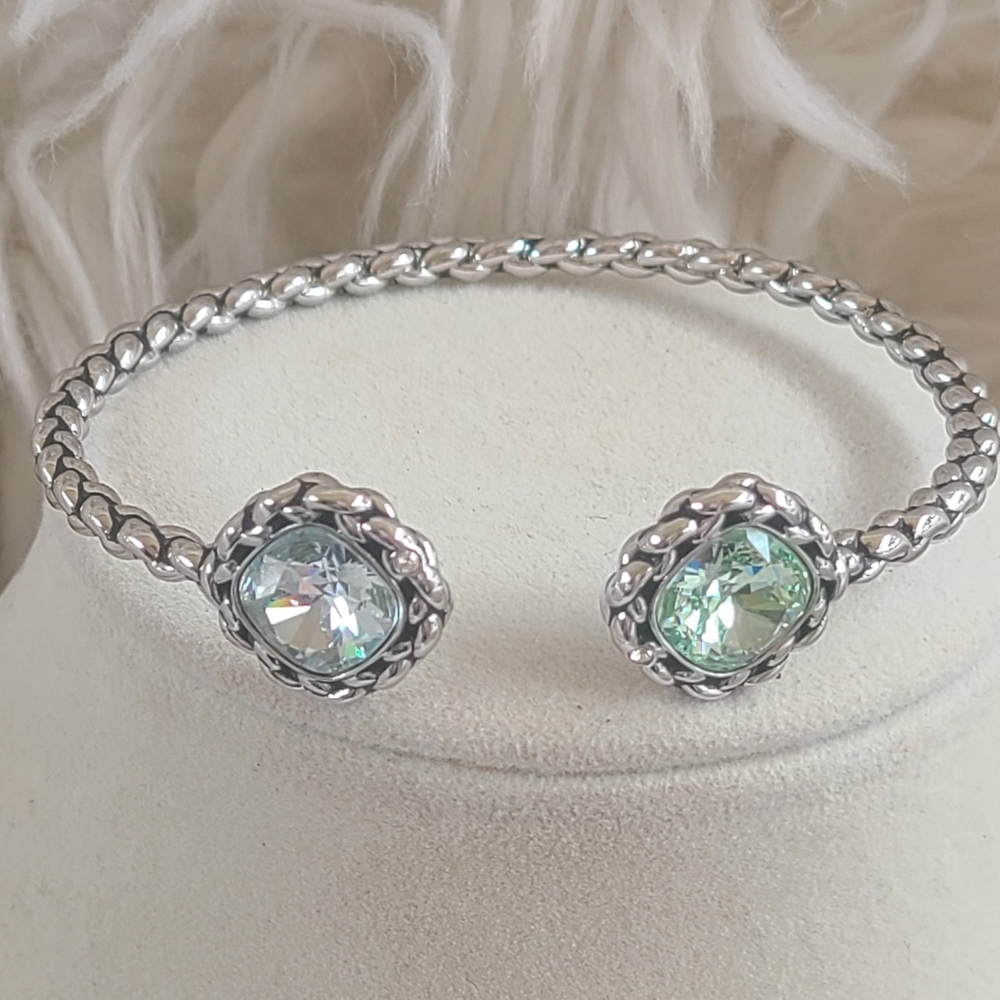 Swarovski Large Green And Blue Crystal Cuff Bracelet- Excellent Condition